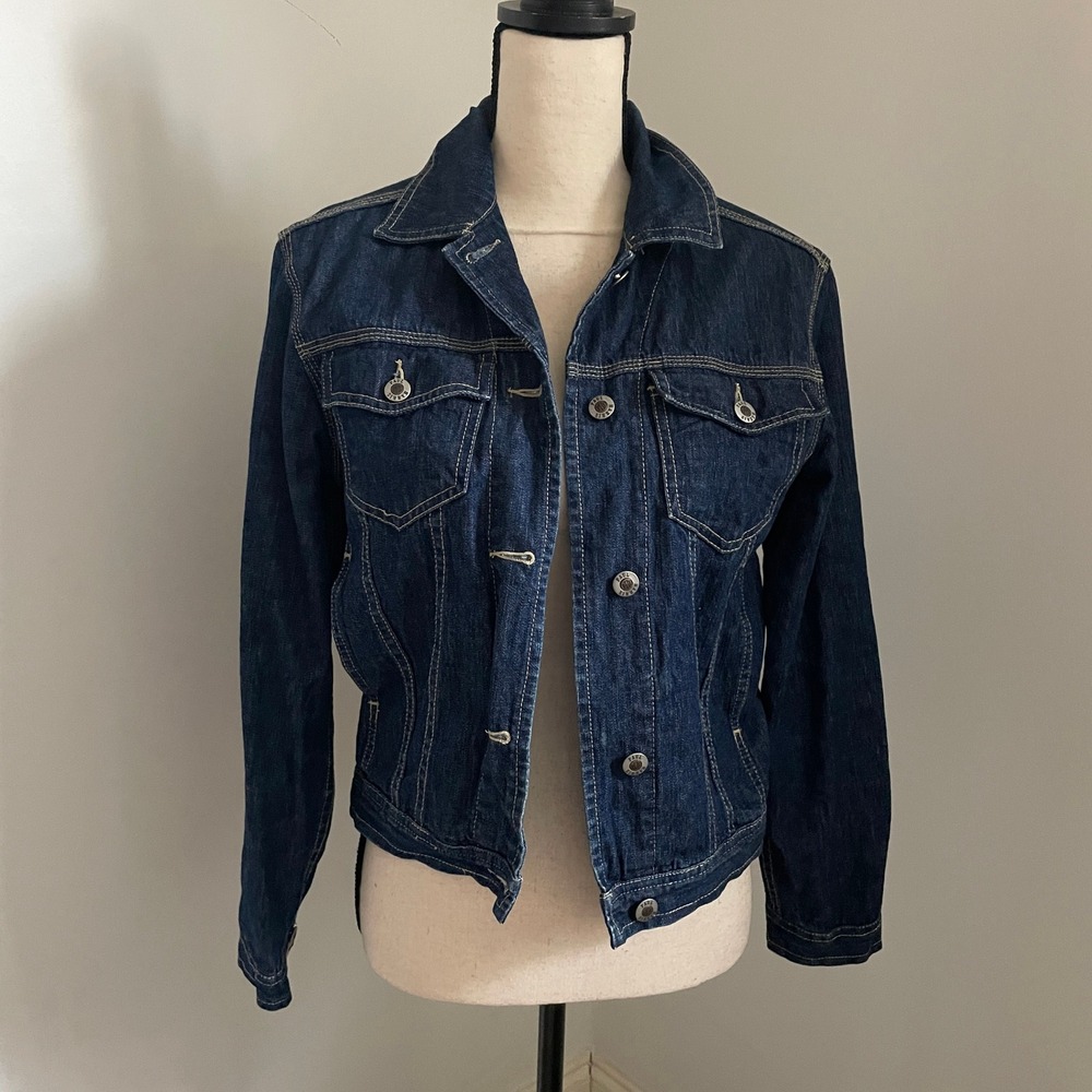 Blue Jean Jacket sz XS Dark Wash Cotton Trucker Everyday Normcore Classic Casual